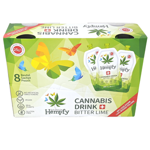 Hempfy Bitter Lime drink, 200 ml, box of 8 pouches